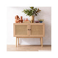 Eden - Buffet 2 Portes en Cannage Naturel et Placage Chêne 100 cm - Bois