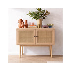 Eden - Buffet 2 Portes en Cannage Naturel et Placage Chêne 100 cm - Bois