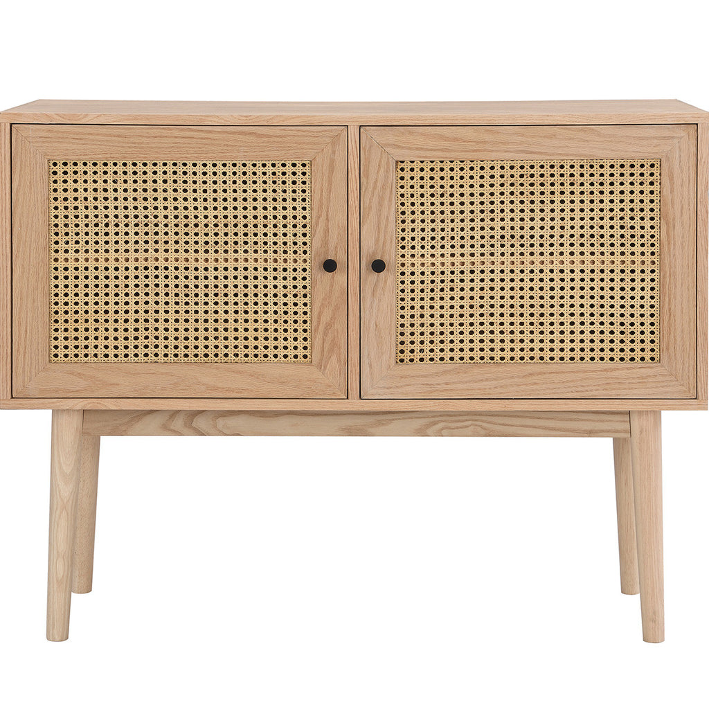 Eden - Buffet 2 Portes en Cannage Naturel et Placage Chêne 100 cm - Bois
