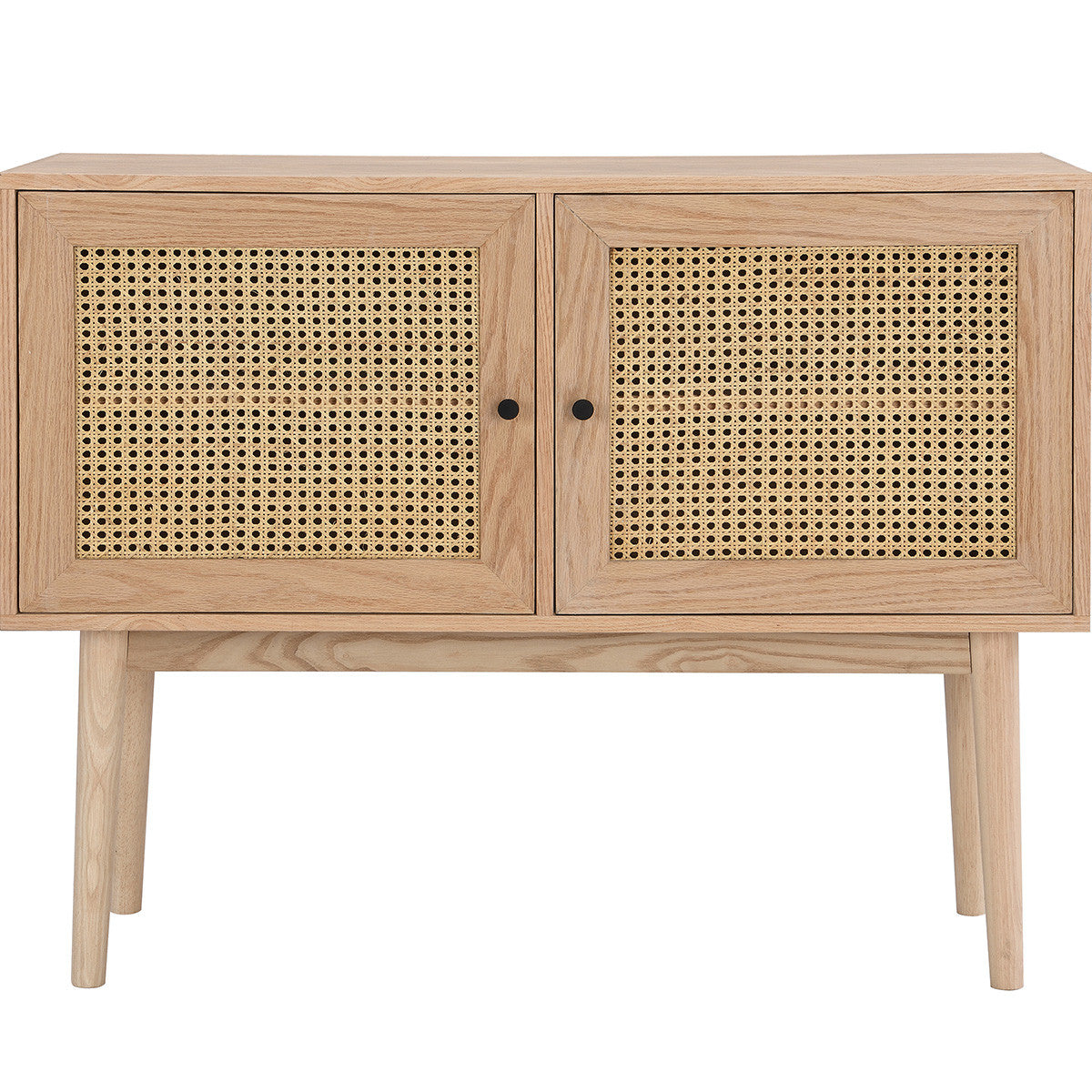 Eden - Buffet 2 Portes en Cannage Naturel et Placage Chêne 100 cm - Bois