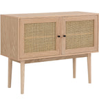 Eden - Buffet 2 Portes en Cannage Naturel et Placage Chêne 100 cm - Bois
