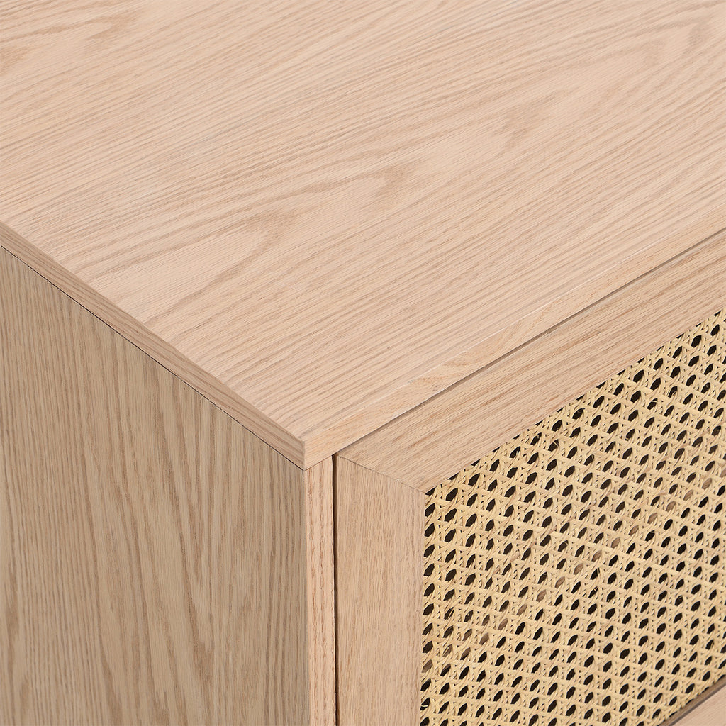 Eden - Buffet 2 Portes en Cannage Naturel et Placage Chêne 100 cm - Bois