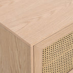 Eden - Buffet 2 Portes en Cannage Naturel et Placage Chêne 100 cm - Bois