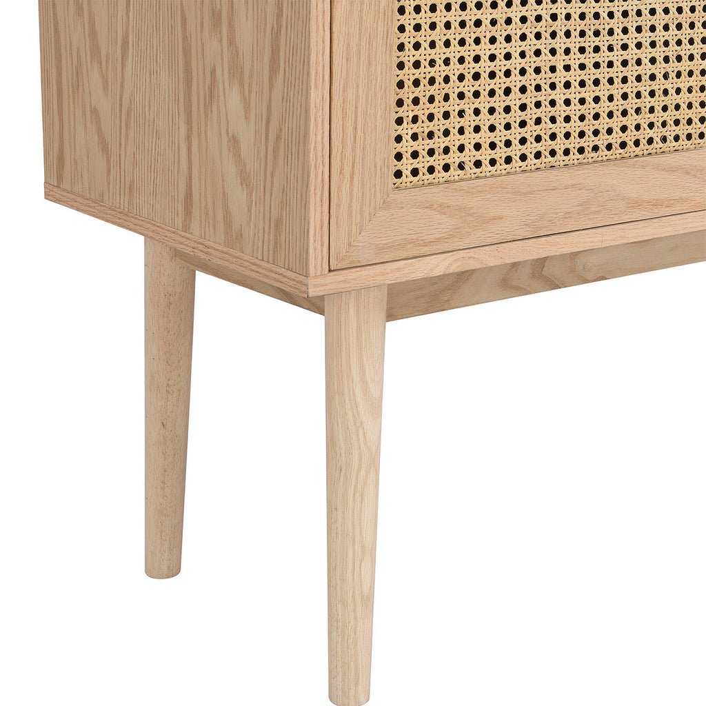 Eden - Buffet 2 Portes en Cannage Naturel et Placage Chêne 100 cm - Bois