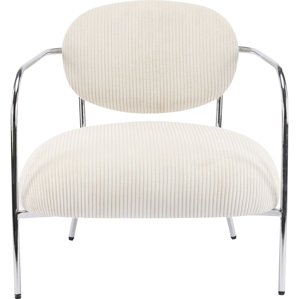 Léon - Fauteuil en Velours Cotelé et Piètement Chromé - Beige
