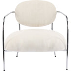 Léon - Fauteuil en Velours Cotelé et Piètement Chromé - Beige