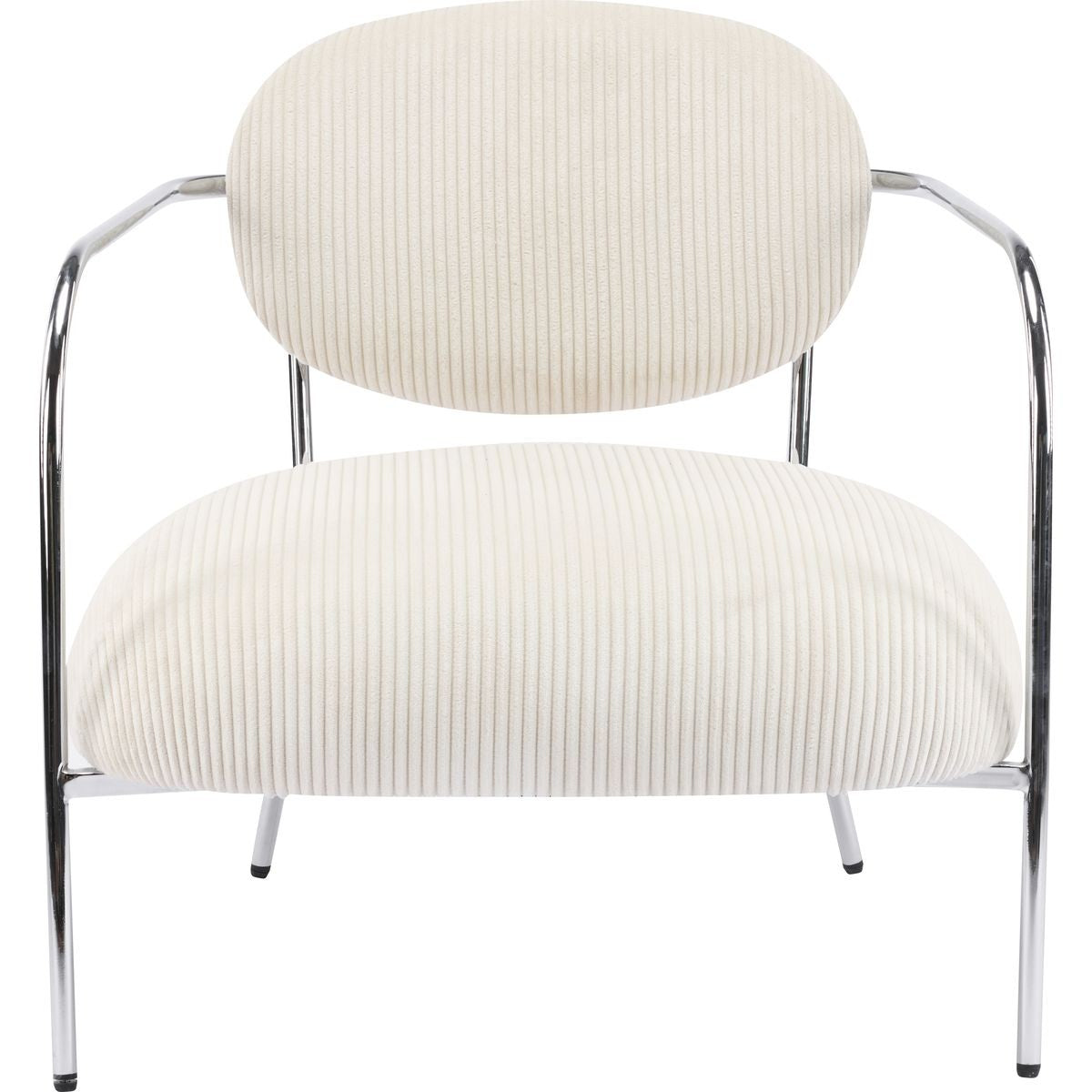 Léon - Fauteuil en Velours Cotelé et Piètement Chromé - Beige