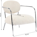 Léon - Fauteuil en Velours Cotelé et Piètement Chromé - Beige