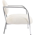 Léon - Fauteuil en Velours Cotelé et Piètement Chromé - Beige