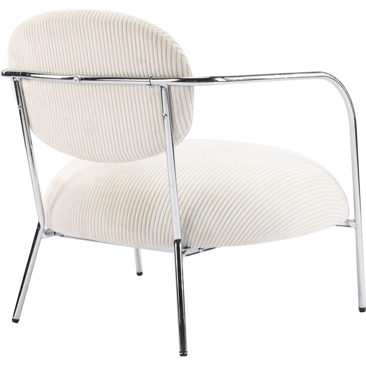 Léon - Fauteuil en Velours Cotelé et Piètement Chromé - Beige