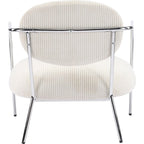 Léon - Fauteuil en Velours Cotelé et Piètement Chromé - Beige
