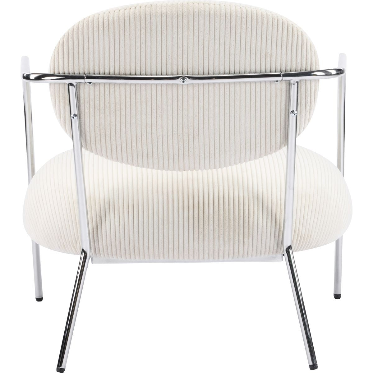 Léon - Fauteuil en Velours Cotelé et Piètement Chromé - Beige