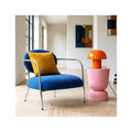 Léon - Fauteuil en Velours Côtelé et Piètement Chromé - Bleu Électrique