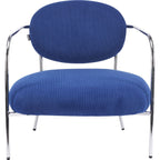 Léon - Fauteuil en Velours Côtelé et Piètement Chromé - Bleu Électrique