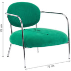 Léon - Fauteuil en Velours Côtelé et Piètement Chromé - Vert Électrique