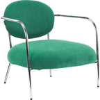 Léon - Fauteuil en Velours Côtelé et Piètement Chromé - Vert Électrique