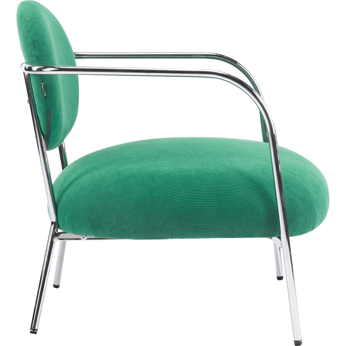 Léon - Fauteuil en Velours Côtelé et Piètement Chromé - Vert Électrique