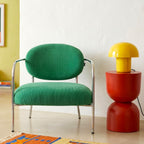 Léon - Fauteuil en Velours Côtelé et Piètement Chromé - Vert Électrique
