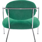 Léon - Fauteuil en Velours Côtelé et Piètement Chromé - Vert Électrique