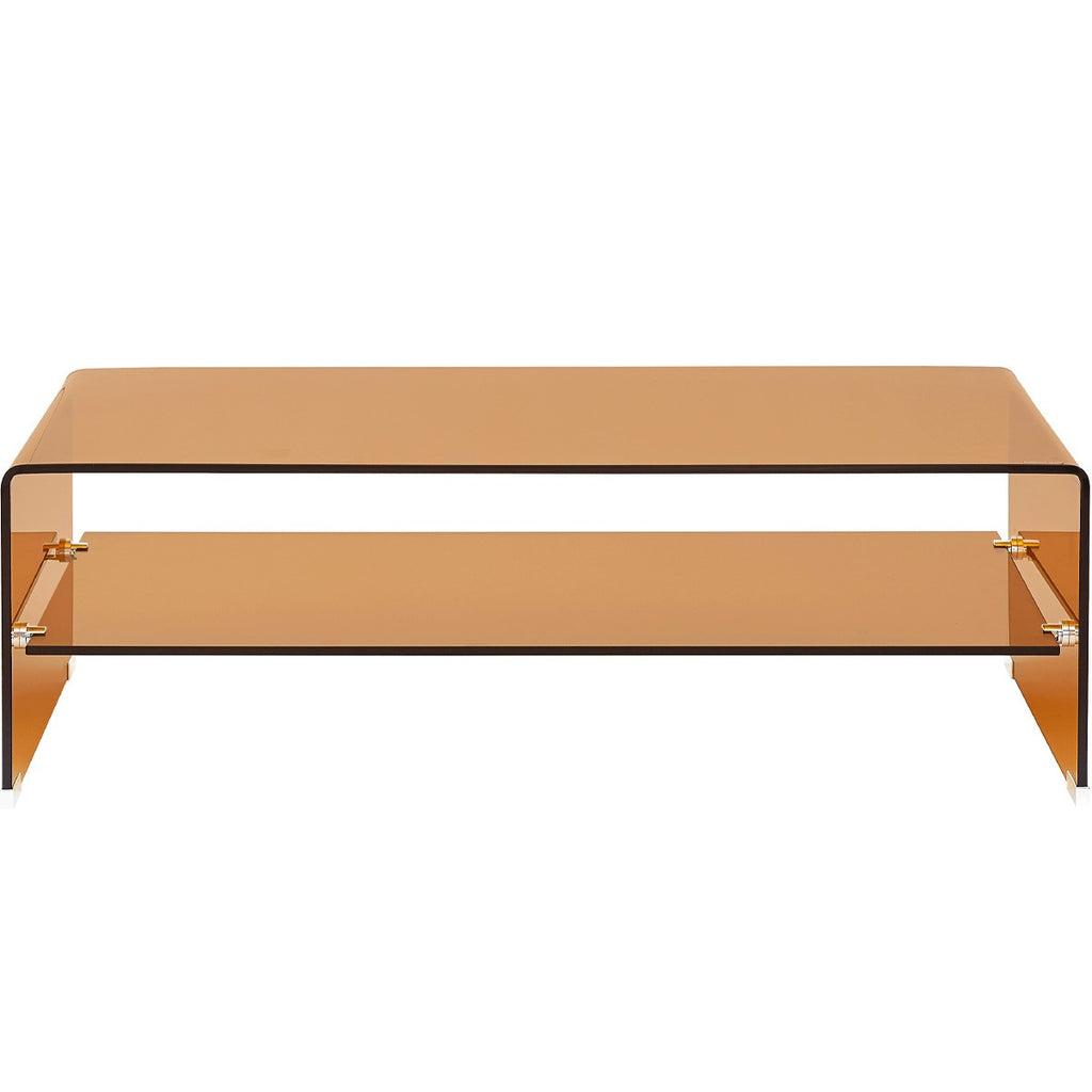 Lorne - Table Basse Rectangulaire en Verre Trempé Caramel 110x55 cm - Marron