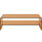 Lorne - Table Basse Rectangulaire en Verre Trempé Caramel 110x55 cm - Marron