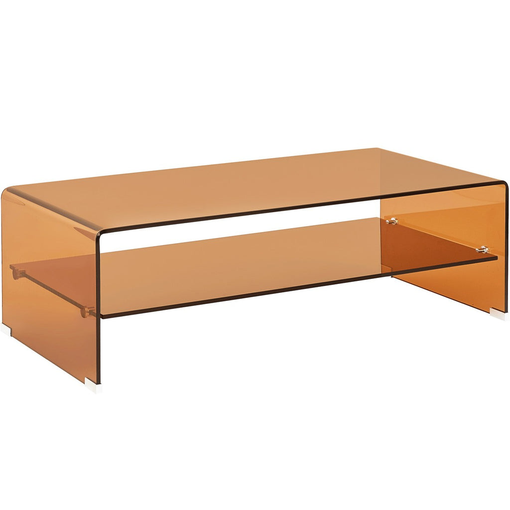 Lorne - Table Basse Rectangulaire en Verre Trempé Caramel 110x55 cm - Marron
