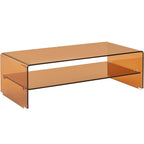 Lorne - Table Basse Rectangulaire en Verre Trempé Caramel 110x55 cm - Marron