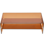 Lorne - Table Basse Rectangulaire en Verre Trempé Caramel 110x55 cm - Marron