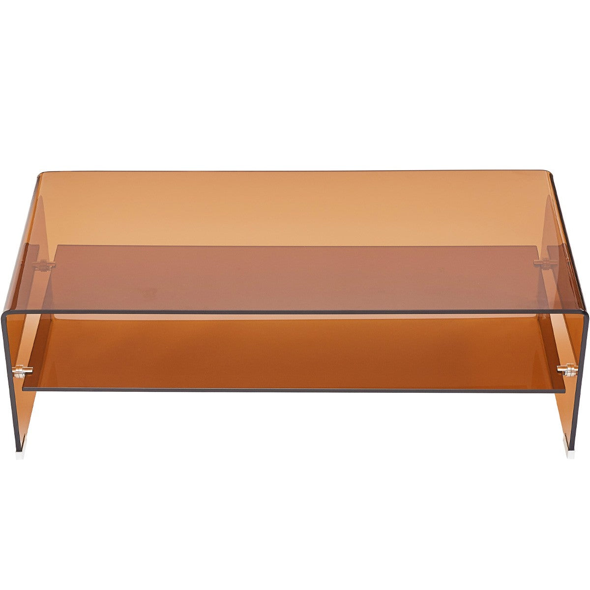 Lorne - Table Basse Rectangulaire en Verre Trempé Caramel 110x55 cm - Marron