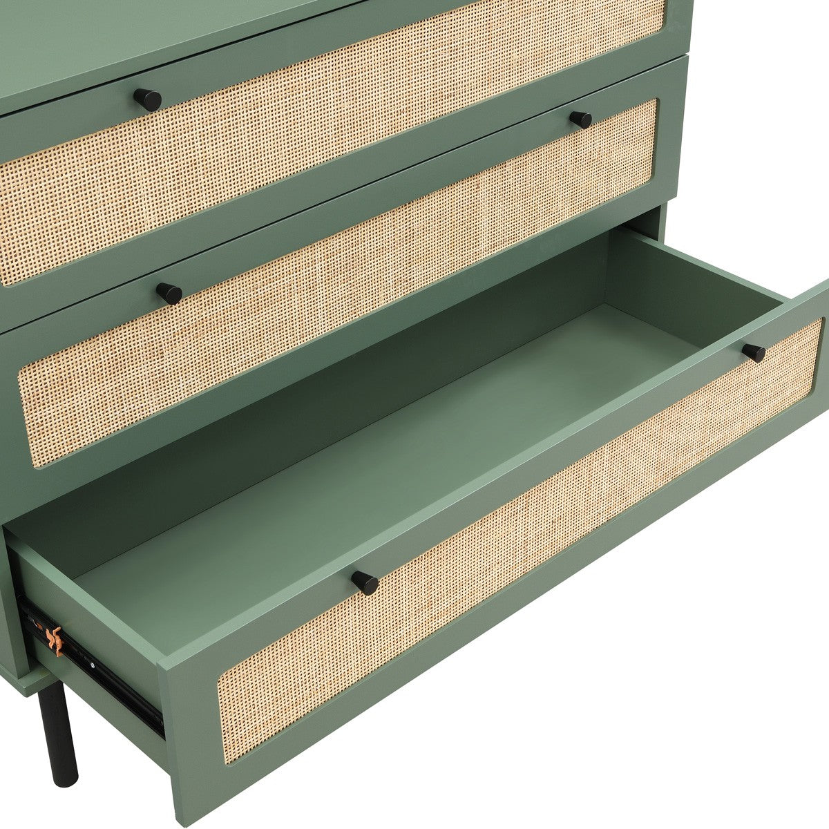 Luma - Commode 3 Tiroirs Cannage 105 cm - Vert