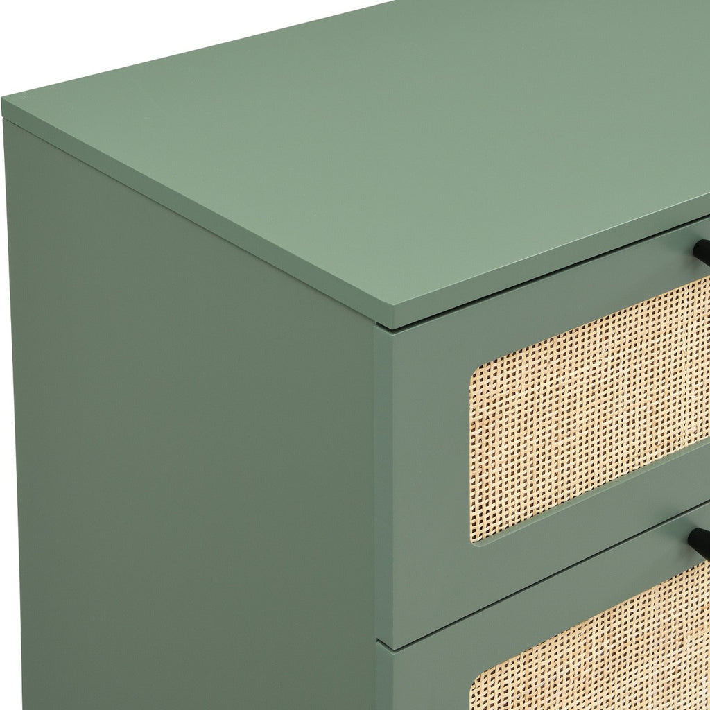 Luma - Commode 3 Tiroirs Cannage 105 cm - Vert