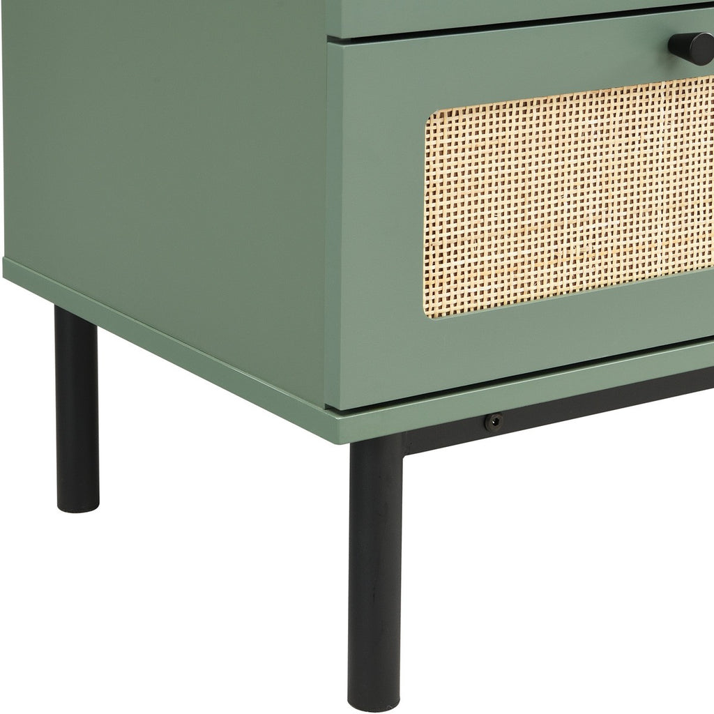 Luma - Commode 3 Tiroirs Cannage 105 cm - Vert