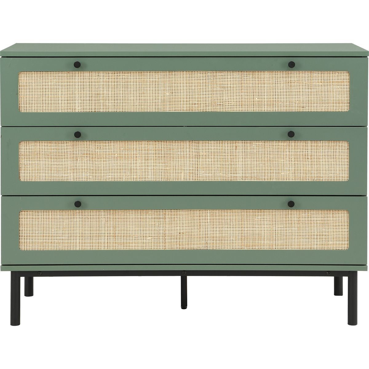 Luma - Commode 3 Tiroirs Cannage 105 cm - Vert
