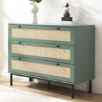 Luma - Commode 3 Tiroirs Cannage 105 cm - Vert