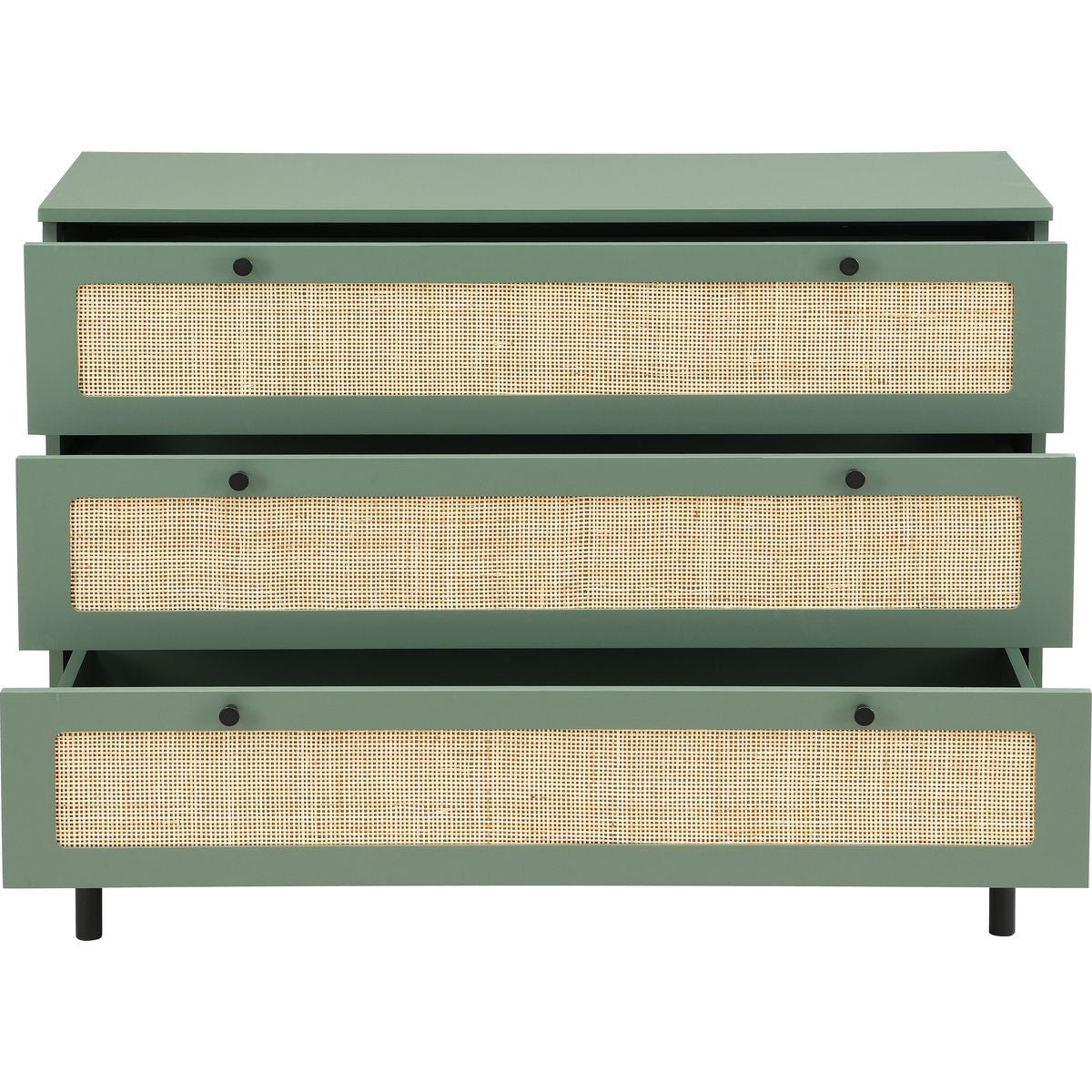 Luma - Commode 3 Tiroirs Cannage 105 cm - Vert