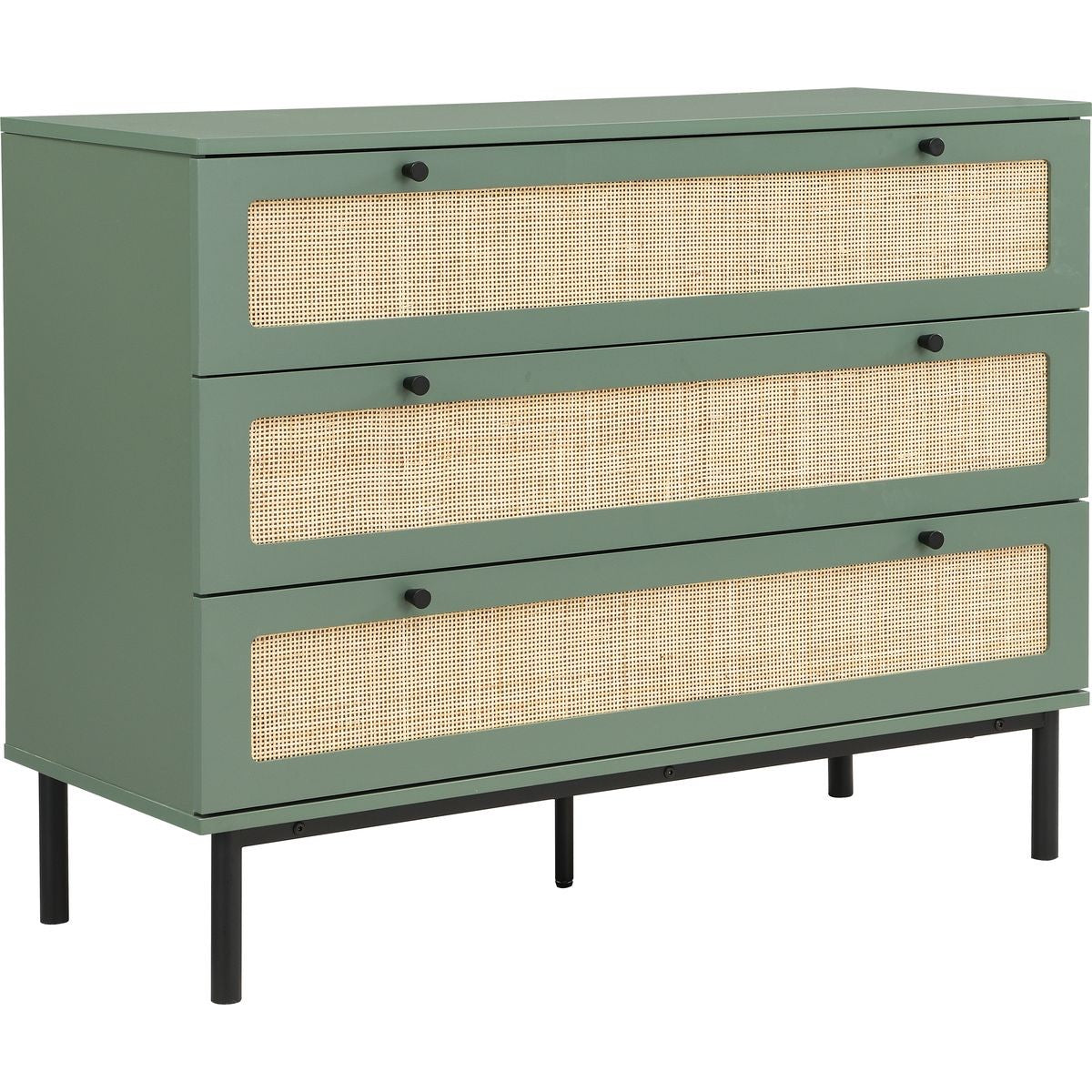 Luma - Commode 3 Tiroirs Cannage 105 cm - Vert