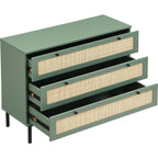 Luma - Commode 3 Tiroirs Cannage 105 cm - Vert