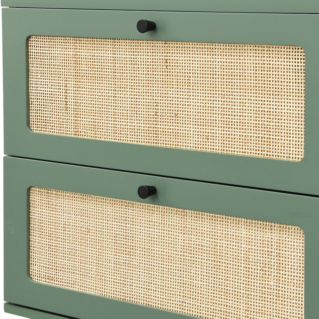 Luma - Commode 6 Tiroirs Cannage 120 cm - Vert