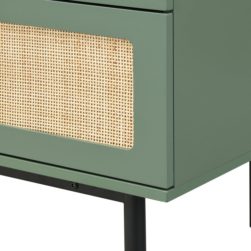 Luma - Commode 6 Tiroirs Cannage 120 cm - Vert