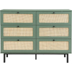 Luma - Commode 6 Tiroirs Cannage 120 cm - Vert