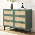 Luma - Commode 6 Tiroirs Cannage 120 cm - Vert