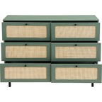 Luma - Commode 6 Tiroirs Cannage 120 cm - Vert