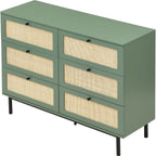 Luma - Commode 6 Tiroirs Cannage 120 cm - Vert
