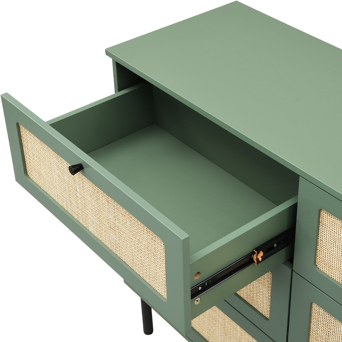 Luma - Commode 6 Tiroirs Cannage 120 cm - Vert