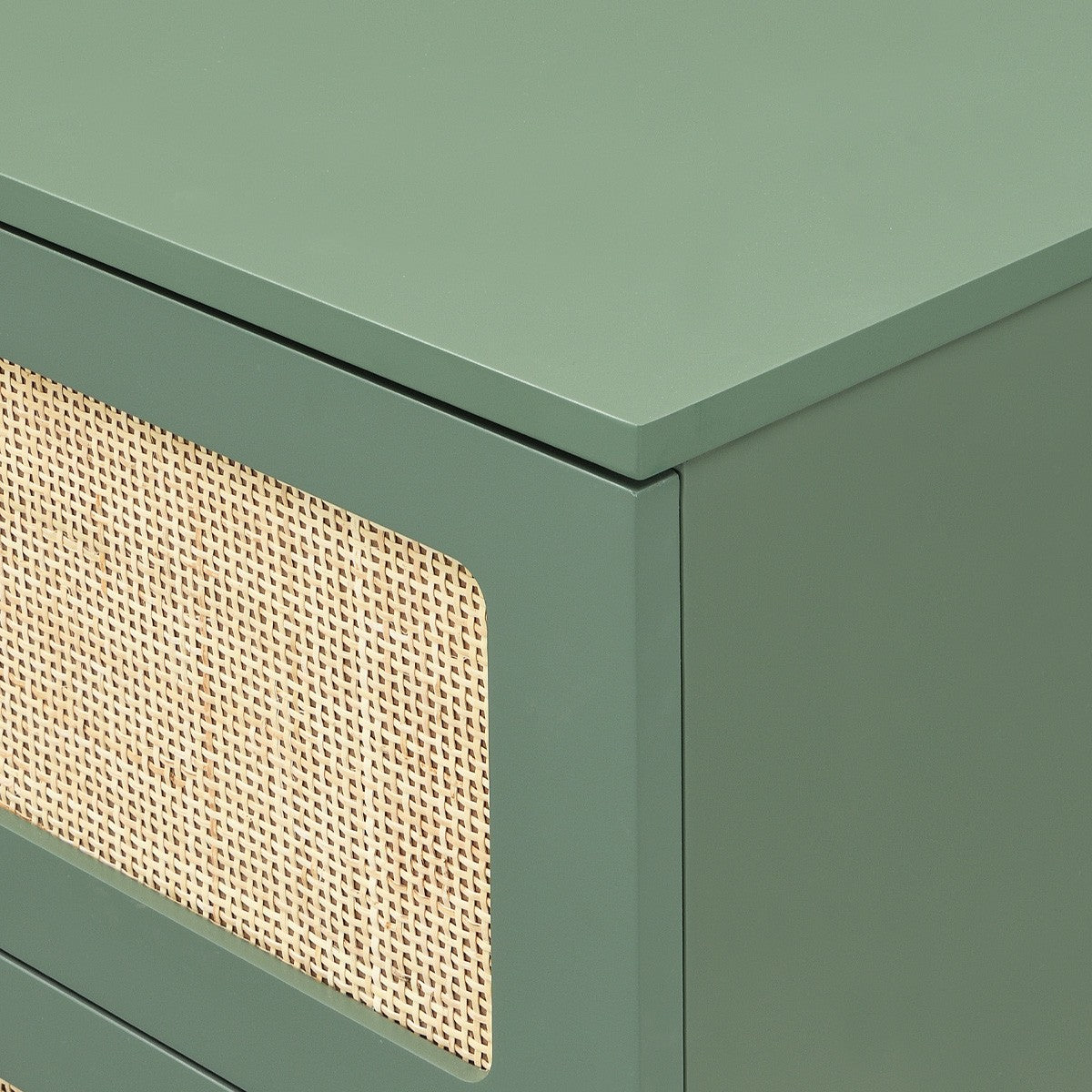 Luma - Commode 6 Tiroirs Cannage 120 cm - Vert