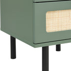 Luma - Table de Chevet 2 Tiroirs Cannage 40 cm - Vert