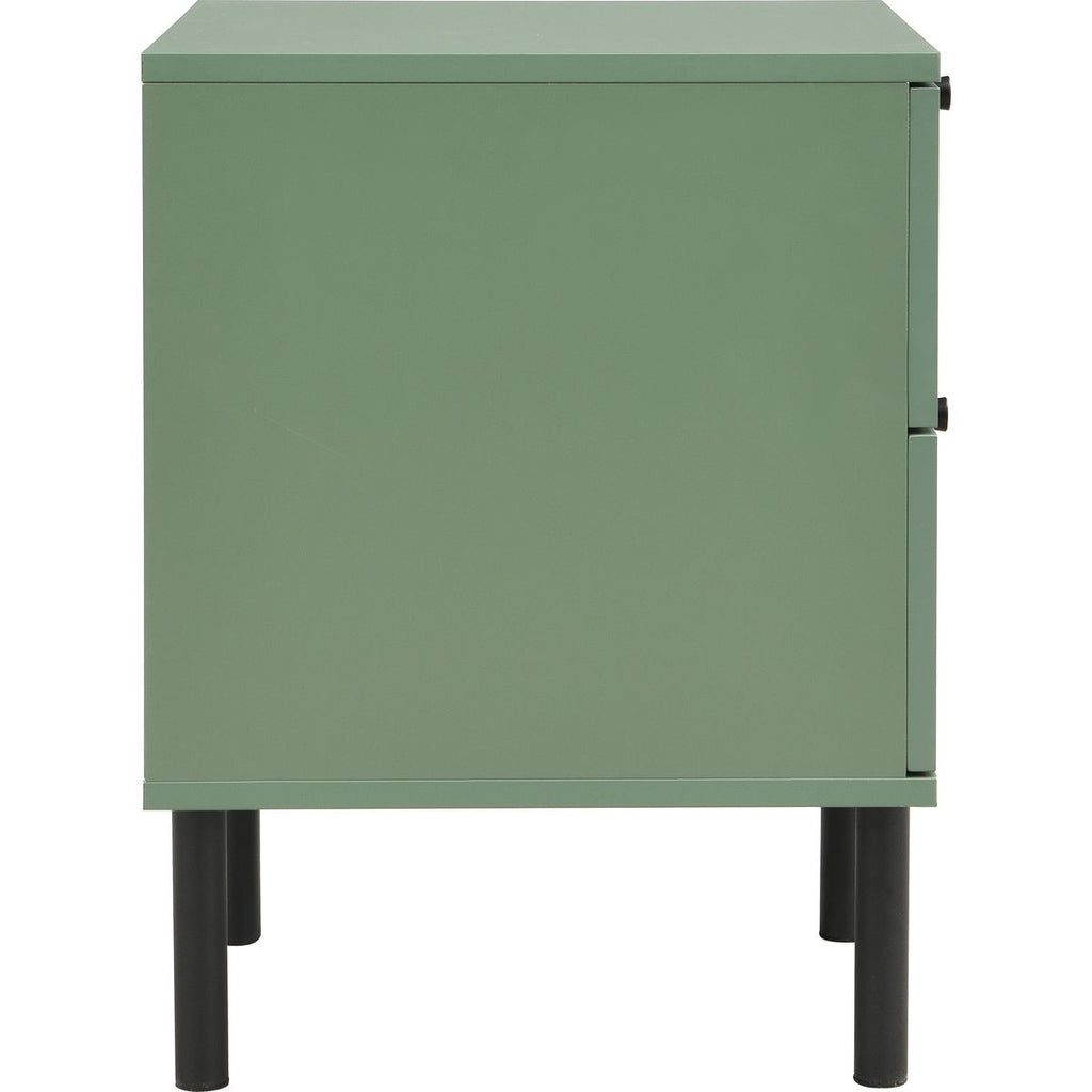 Luma - Table de Chevet 2 Tiroirs Cannage 40 cm - Vert