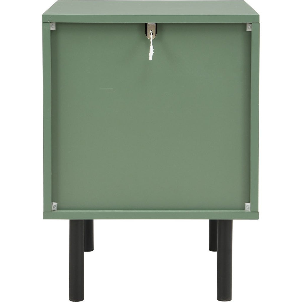 Luma - Table de Chevet 2 Tiroirs Cannage 40 cm - Vert