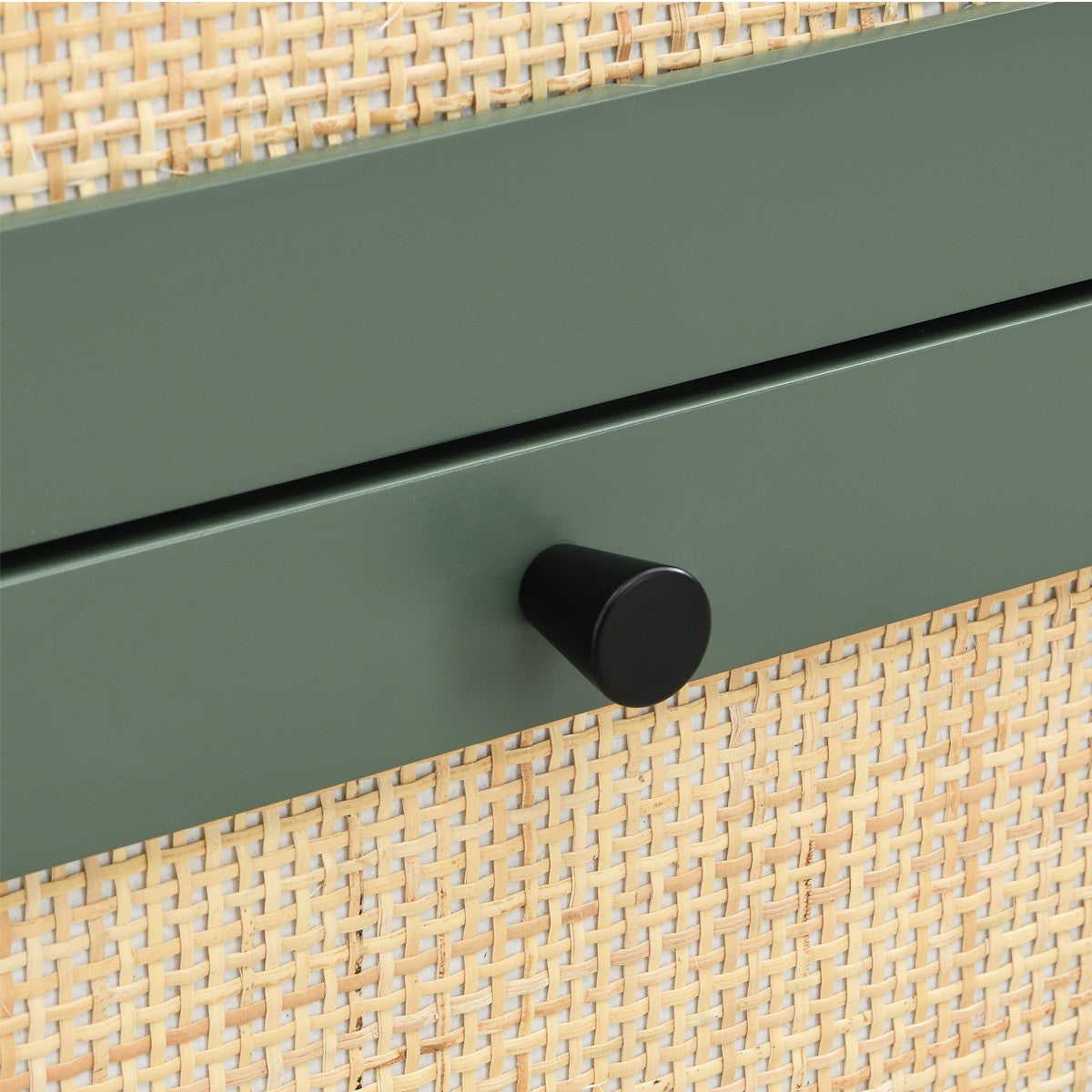 Luma - Table de Chevet 2 Tiroirs Cannage 40 cm - Vert