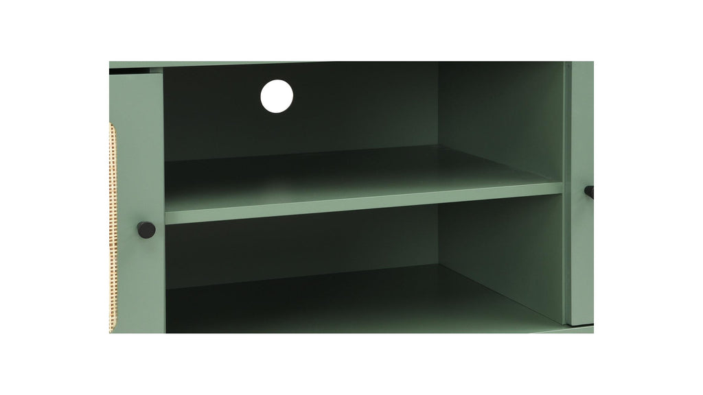 Luma - Meuble TV 2 Portes Cannage 160 cm - Vert